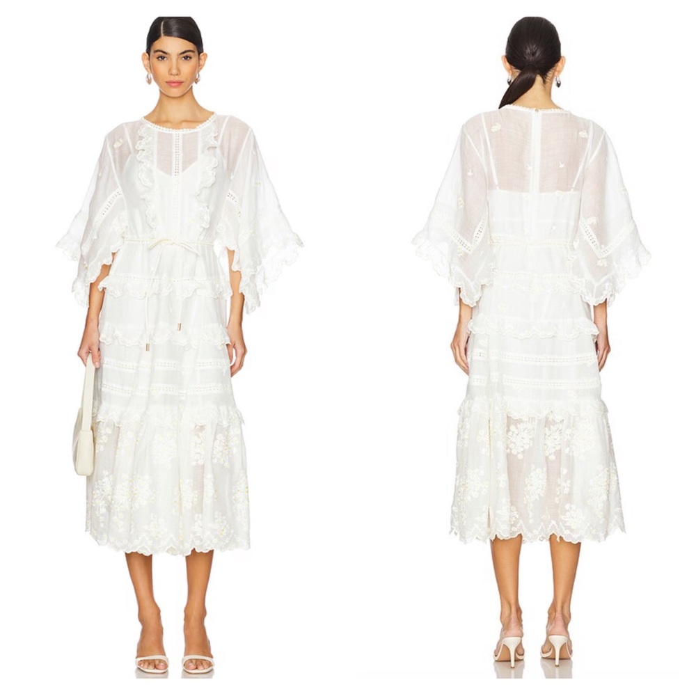 NEW Zimmermann Acacia embroidered midi dress